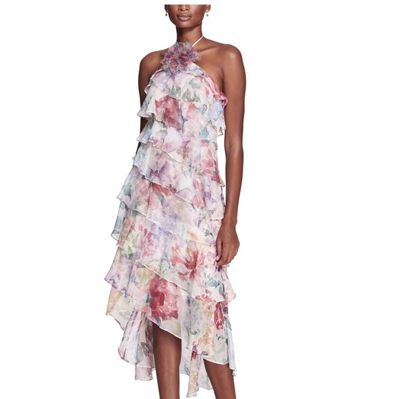 Marchesa Notte floral printed dress